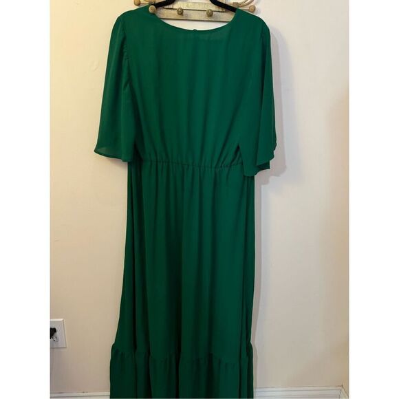 Eloquii Green Flutter Sleeve Midi Occasion Dress 14 - Picture 5 of 5